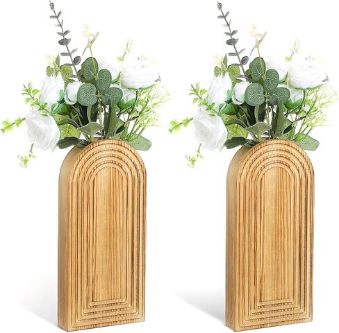 2 Pack Wood Wall Planter Vase,Wall Vases for Flowers Boho Walls Decor Mounted Wooden Planters Holder Walls Plant for Living Room, Bedroom, Bathroom-11.75X5.45 Inches in Saudi Arabia