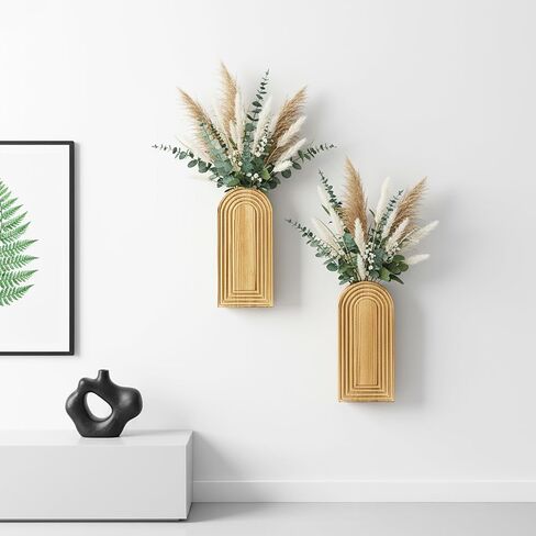 2 Pack Wood Wall Planter Vase,Wall Vases for Flowers Boho Walls Decor Mounted Wooden Planters Holder Walls Plant for Living Room, Bedroom, Bathroom-11.75X5.45 Inches in Saudi Arabia