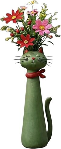 Quirky Cat Vase, Funny Cat Paw Vase for Desk and Shelf Decor, Unique Flower Vase for Small Bouquets, Whimsical Cat Planter in Green in Saudi Arabia