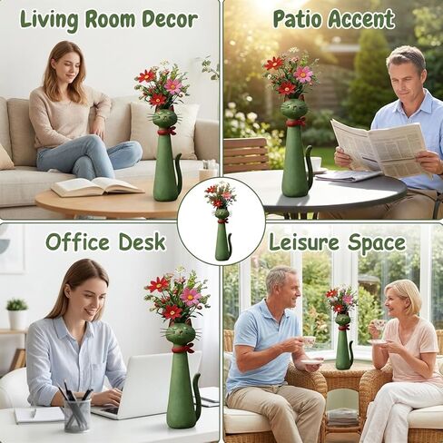 Quirky Cat Vase, Funny Cat Paw Vase for Desk and Shelf Decor, Unique Flower Vase for Small Bouquets, Whimsical Cat Planter in Green in Saudi Arabia