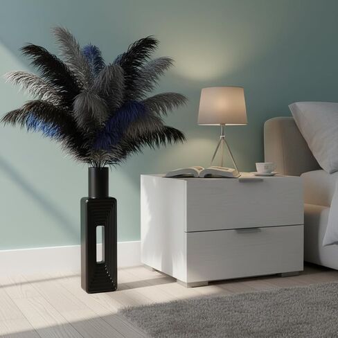 Black Striped Floor Vase, 24-Inch Tall Large Vases for Modern Home Decor, Rectangular Resin Tall Floor Vase for Living Room & Office Decor in Kuwait