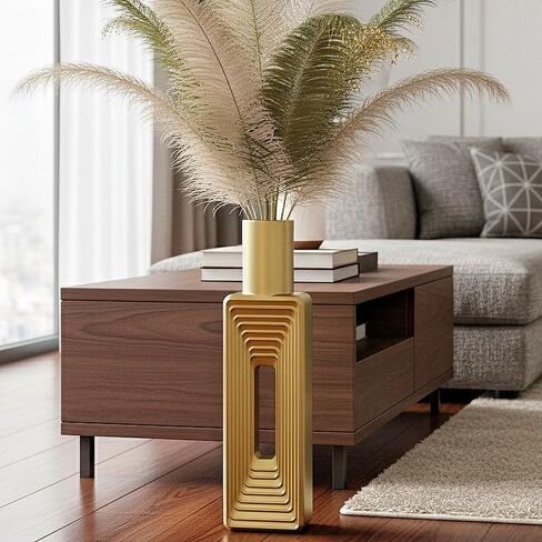 Black Striped Floor Vase, 24-Inch Tall Large Vases for Modern Home Decor, Rectangular Resin Tall Floor Vase for Living Room & Office Decor in Kuwait
