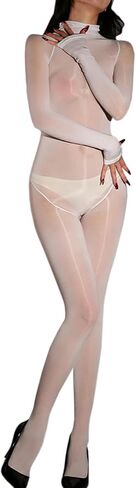 LESOYA Women Men Full Body Stocking Long Sleeve Shiny Bodystocking Oil Silky Catsuit Seamless Bodysuit in Saudi Arabia
