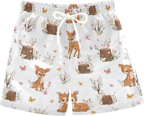 Boys Swim Trunks with Mesh Liner Fawns & Tree Stumps Print Swim Shorts Bathing Suit Toddler Beach Swimwear in Saudi Arabia
