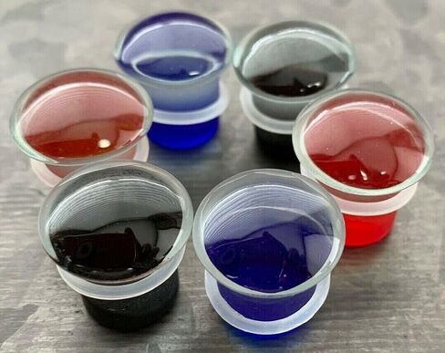 PAIR of Single Flare Glass Plugs Gauges Tunnels - Body Jewelry - Red, Black or Blue Availalbe in Kuwait