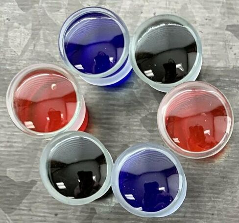 PAIR of Single Flare Glass Plugs Gauges Tunnels - Body Jewelry - Red, Black or Blue Availalbe in Kuwait