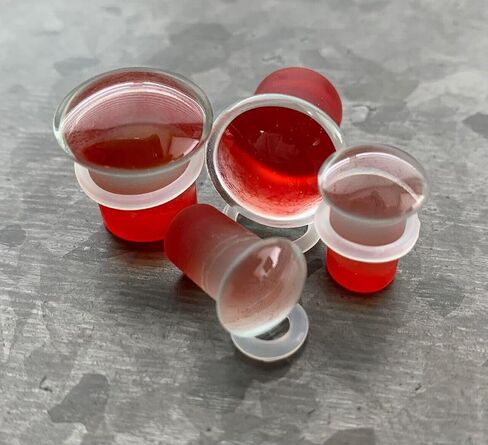 PAIR of Single Flare Glass Plugs Gauges Tunnels - Body Jewelry - Red, Black or Blue Availalbe in Kuwait