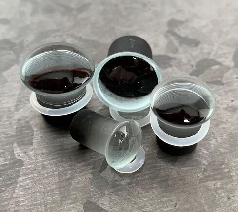 PAIR of Single Flare Glass Plugs Gauges Tunnels - Body Jewelry - Red, Black or Blue Availalbe in Kuwait