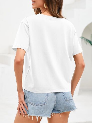 UNCLECAT Women Cropped T Shirts Casual Short Sleeve V Neck Crop Tops 2026 Summer Soft Loose Basic Tee in Saudi Arabia