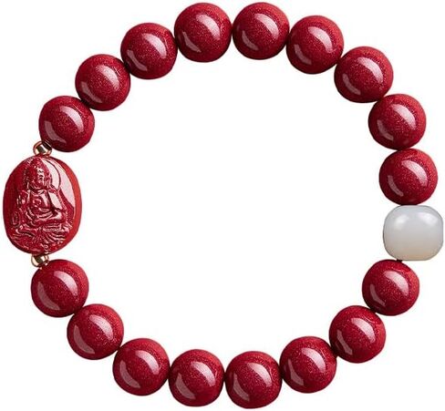 URED Cinnabar Bracelet Chinese Pixiu Feng Shui Vermilion Red Beaded Stretch Bracelets for Good Luck Wealth Healing Protection Amulet Unisex Christmas Birthday Gift in Saudi Arabia