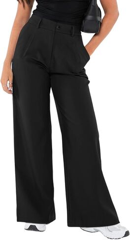 Women's High Waisted Dress Pants with Pockets Palazzo Pants Stretchy Wide Leg Slacks Trousers for Business Casual in Saudi Arabia