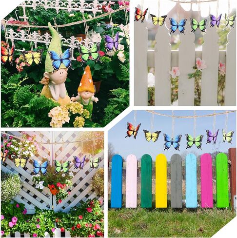 24PCS Wooden Hanging Butterfly Decorations with String, Colorful Wooden Butterfly Decoration, Butterflies Hanging Ornaments for Spring and Summer Trees Home Farmhouse Party Christmas Tree DIY Craft in Saudi Arabia