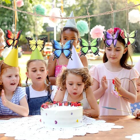 24PCS Wooden Hanging Butterfly Decorations with String, Colorful Wooden Butterfly Decoration, Butterflies Hanging Ornaments for Spring and Summer Trees Home Farmhouse Party Christmas Tree DIY Craft in Saudi Arabia