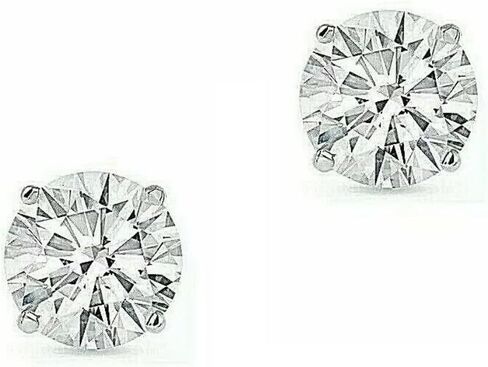 1 Ct Round Diamond Solitaire 14K White Gold Plated Push Back Women's Stud Earring 925 Silver in Saudi Arabia