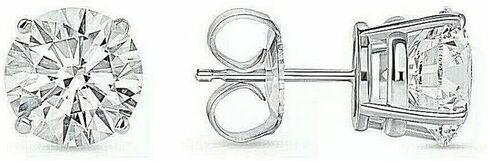 1 Ct Round Diamond Solitaire 14K White Gold Plated Push Back Women's Stud Earring 925 Silver in Saudi Arabia