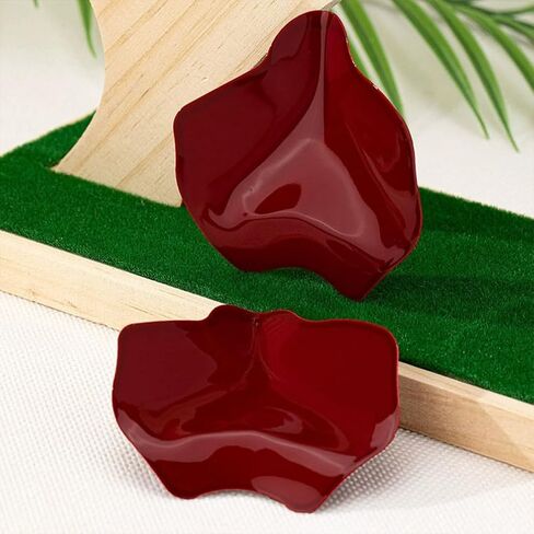 Large Vintage Chunky Red Metal Petal Earrings for Women Retro Bold Statement Exaggerated Big Irregular Geometric Earring Party Jewelry Gift Accessories in Saudi Arabia