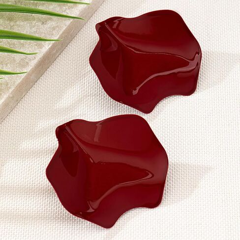 Large Vintage Chunky Red Metal Petal Earrings for Women Retro Bold Statement Exaggerated Big Irregular Geometric Earring Party Jewelry Gift Accessories in Saudi Arabia
