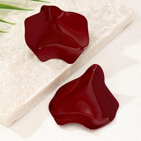 Large Vintage Chunky Red Metal Petal Earrings for Women Retro Bold Statement Exaggerated Big Irregular Geometric Earring Party Jewelry Gift Accessories in Saudi Arabia