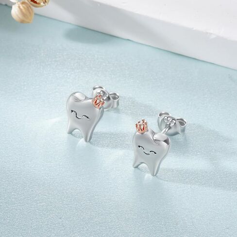 Tooth Earrings for Women 925 Sterling Silver Dental Teeth Stud Earrings Teeth Jewelry for Women Nurse Dentist Gifts in Saudi Arabia