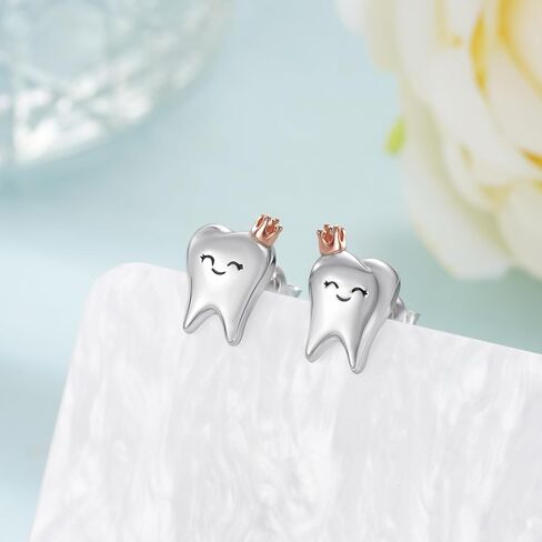 Tooth Earrings for Women 925 Sterling Silver Dental Teeth Stud Earrings Teeth Jewelry for Women Nurse Dentist Gifts in Saudi Arabia