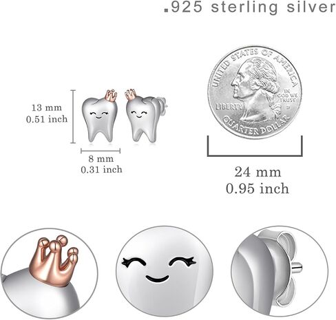 Tooth Earrings for Women 925 Sterling Silver Dental Teeth Stud Earrings Teeth Jewelry for Women Nurse Dentist Gifts in Saudi Arabia