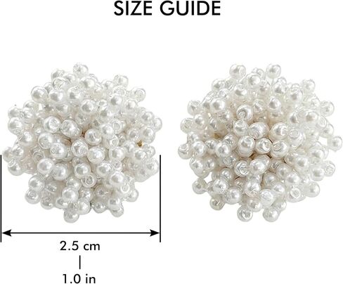 Pearl Cluster Earrings for Women, Statement Stud Earrings with Lustrous White Beads, Lightweight Pearl for Wedding, Prom, Vintage-Style Y2K Jewelry Gifts, 0.85" Hypoallergenic in Saudi Arabia