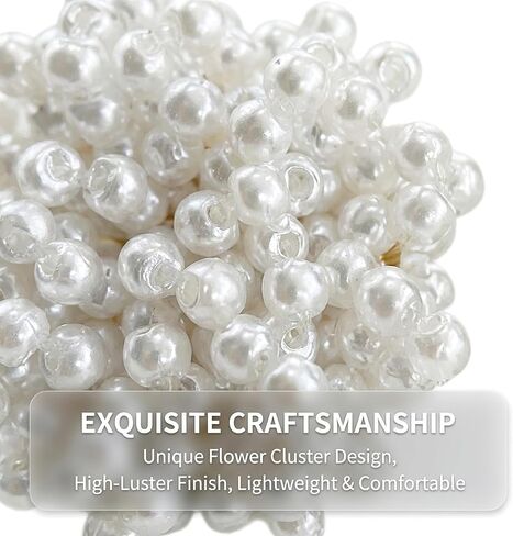 Pearl Cluster Earrings for Women, Statement Stud Earrings with Lustrous White Beads, Lightweight Pearl for Wedding, Prom, Vintage-Style Y2K Jewelry Gifts, 0.85" Hypoallergenic in Saudi Arabia