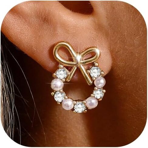 Pearl Earrings for Women 14k Gold Plated Stud Earrings Surgical Stainless Steel Earring Hypoallergenic 2026 Trendy Wedding Jewelry Gift for Sensitive Ears in Kuwait
