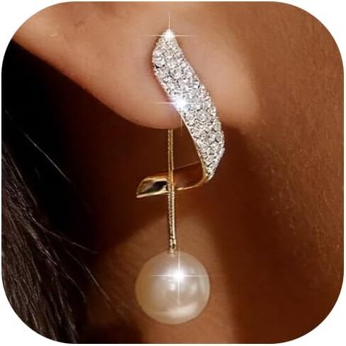 Pearl Earrings for Women 14k Gold Plated Stud Earrings Surgical Stainless Steel Earring Hypoallergenic 2026 Trendy Wedding Jewelry Gift for Sensitive Ears in Kuwait