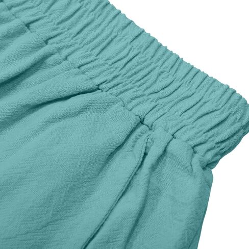 Cropped Cotton Linen Pants Women Barrel Wide Leg Cotton Capris 2026 Casual Summer Boho Baggy Palazzo Trouser in Saudi Arabia