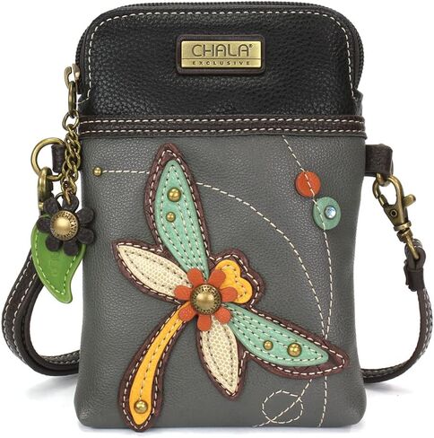 Chala Group Dragonfly Cellphone Crossbody Handbag - Convertable Strap (Grey_ Dragonfly) in Kuwait