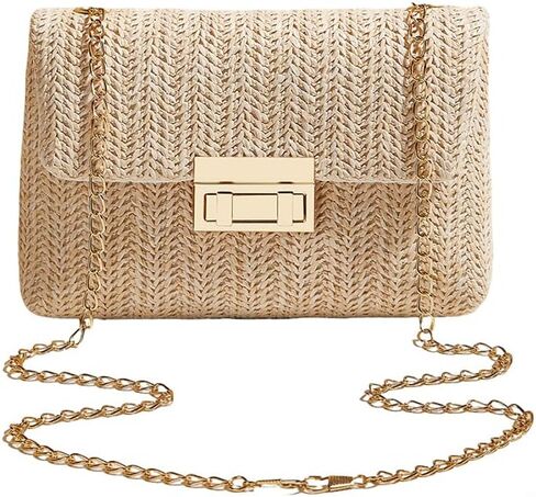 Straw Clutch Purses for Women Boho Summer Beach Envelope Wallet Evening Handbags Shoulder Crossbody Bag with Detachable Strap in Kuwait