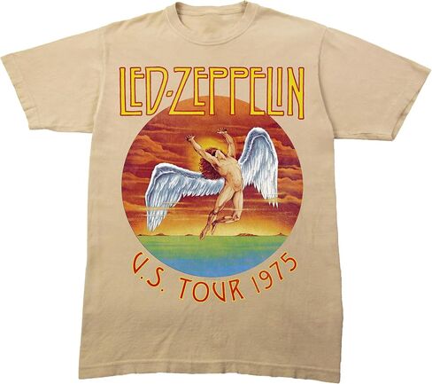 Led Zeppelin U.S. World Tour 1975 Adult Sand Crew Neck Short Sleeve T-Shirt in Kuwait