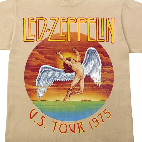 Led Zeppelin U.S. World Tour 1975 Adult Sand Crew Neck Short Sleeve T-Shirt in Kuwait