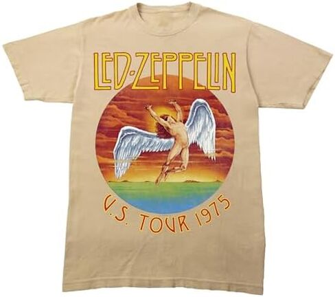 Led Zeppelin U.S. World Tour 1975 Adult Sand Crew Neck Short Sleeve T-Shirt in Kuwait