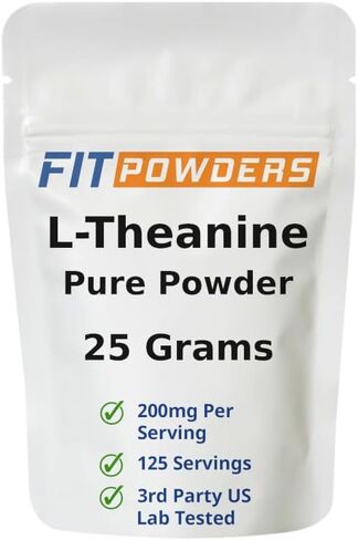 L-Theanine Powder 100% Pure, Non-GMO, Vegan, Gluten Free Theanine Powder Supplement (Multiple Sizes) Mood and Cognitive, Stress Relief and Relaxation, Scoop Included (25 Grams) in Kuwait