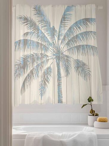 Semi Sheer Curtains 72 inches Long, Tropical Palm Tree Vintage Wood Window Treatments Curtains,Light Filter Curtains Rod Pocket Drapes for Living Room Bedroom,2 Panels in Saudi Arabia