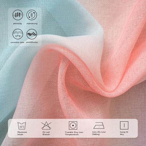 Yancorp Sheer Curtain 2 Panels Semi Bedroom Curtains 63 inches Length Linen Rainbow Ombre Curtains Rod Pocket Drapes Girls Living Room Mermaid Bedroom Nursery Kids Window Decor(Rainbow, 52"x63") in Saudi Arabia