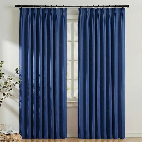 hoeflife 50 Inches Wide Blackout Pinch Pleated Curtains Rings Hooks 2 Panels for Living Room Pinch Pleat Curtains 84 Inches Long for Dining Bedroom Office Beige in Saudi Arabia