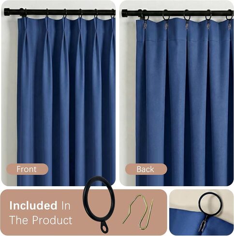 hoeflife 50 Inches Wide Blackout Pinch Pleated Curtains Rings Hooks 2 Panels for Living Room Pinch Pleat Curtains 84 Inches Long for Dining Bedroom Office Beige in Saudi Arabia