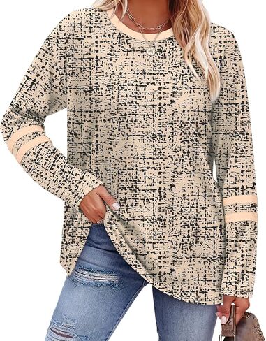 Sampeel Long Sleeve Shirts for Women Color Block Casual Tops Fall Outfits 2026 Basic Tees Trendy Spring Clothes in Kuwait