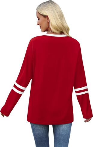 Sampeel Long Sleeve Shirts for Women Color Block Casual Tops Fall Outfits 2026 Basic Tees Trendy Spring Clothes in Saudi Arabia