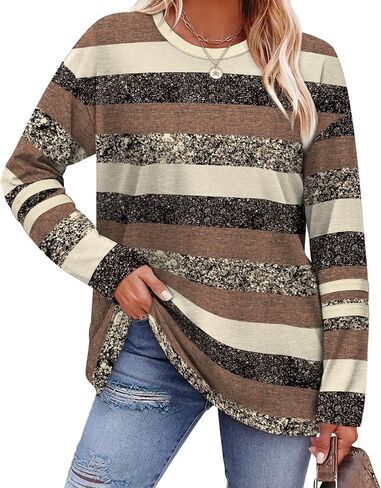 Sampeel Long Sleeve Shirts for Women Color Block Casual Tops Fall Outfits 2026 Basic Tees Trendy Spring Clothes in Saudi Arabia
