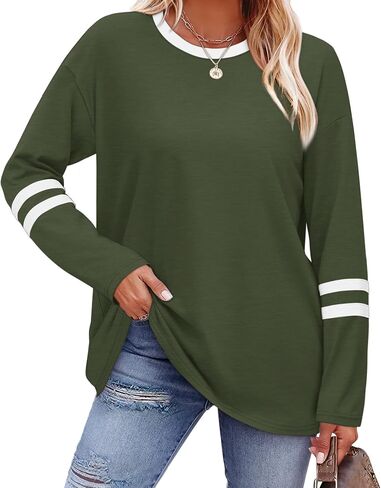 Sampeel Long Sleeve Shirts for Women Color Block Casual Tops Fall Outfits 2026 Basic Tees Trendy Spring Clothes in Saudi Arabia