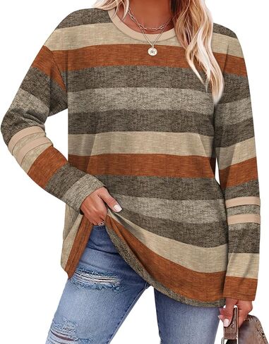 Sampeel Long Sleeve Shirts for Women Color Block Casual Tops Fall Outfits 2026 Basic Tees Trendy Spring Clothes in Saudi Arabia