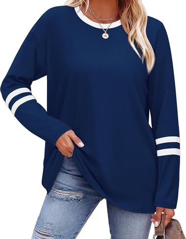 Sampeel Long Sleeve Shirts for Women Color Block Casual Tops Fall Outfits 2026 Basic Tees Trendy Spring Clothes in Saudi Arabia
