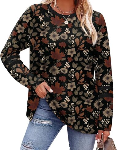 Sampeel Long Sleeve Shirts for Women Color Block Casual Tops Fall Outfits 2026 Basic Tees Trendy Spring Clothes in Saudi Arabia