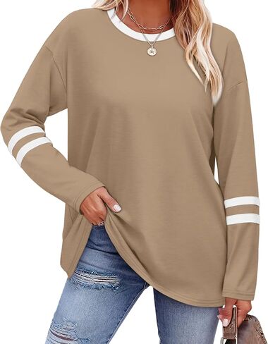 Sampeel Long Sleeve Shirts for Women Color Block Casual Tops Fall Outfits 2026 Basic Tees Trendy Spring Clothes in Saudi Arabia