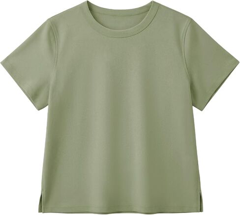 Stelle Women's Short Sleeve Crewneck T-Shirts Cotton Basic Tees Summer Casual Solid Crop Tops in Kuwait