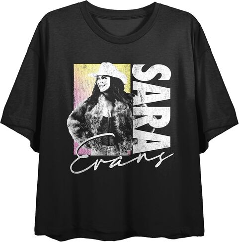 Sara Evans Slow Me Down Women's Black Crew Neck Short Sleeve Crop Top in Kuwait